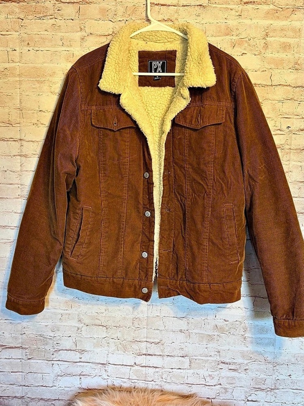 PX Kolton Corduroy Trucker Jacket Brown & Cream size M